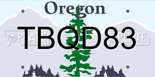 TBQD83 Oregon License Plate