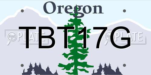 TBT17G Oregon License Plate