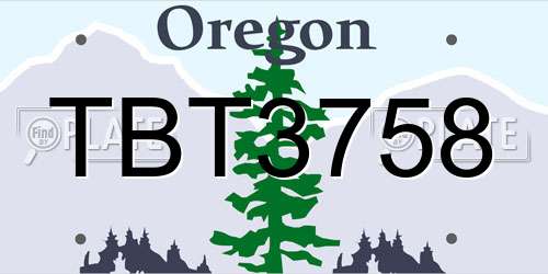 TBT3758 Oregon License Plate