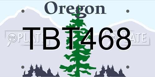 TBT468 Oregon License Plate