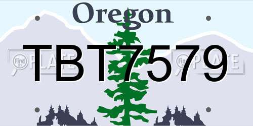 TBT7579 Oregon License Plate