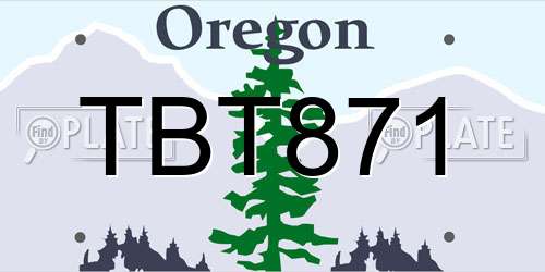 TBT871 Oregon License Plate