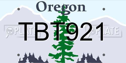 TBT921 Oregon License Plate