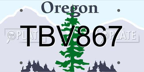 TBV867 Oregon License Plate