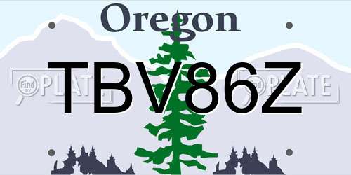 TBV86Z Oregon License Plate
