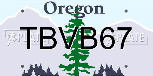 TBVB67 Oregon License Plate