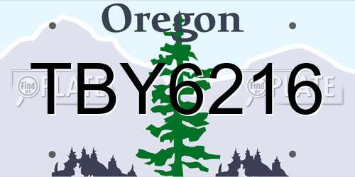 TBY6216 Oregon License Plate