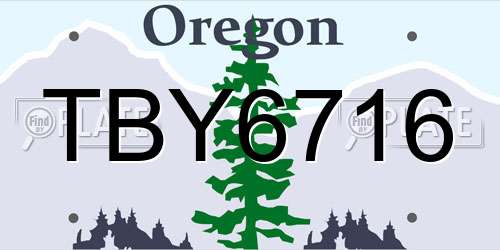 TBY6716 Oregon License Plate