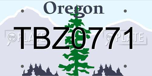 TBZ0771 Oregon License Plate