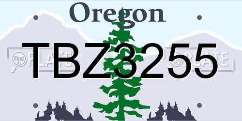 TBZ3255 Oregon License Plate