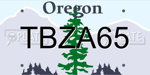 TBZA65 Oregon License Plate