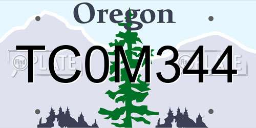 TC0M344 Oregon License Plate