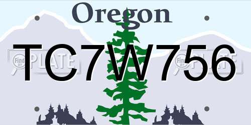 TC7W756 Oregon License Plate