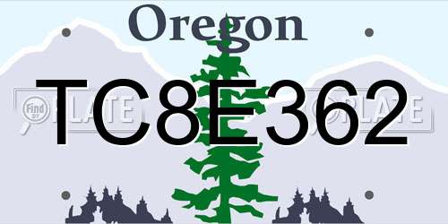 TC8E362 Oregon License Plate