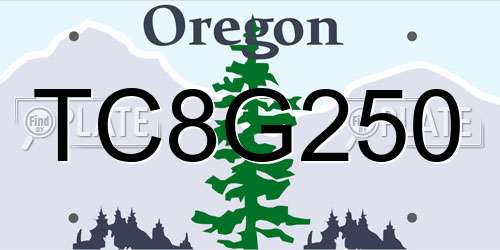 TC8G250 Oregon License Plate