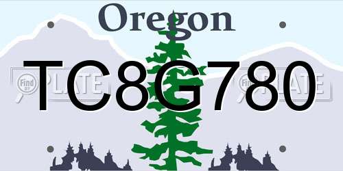 TC8G780 Oregon License Plate
