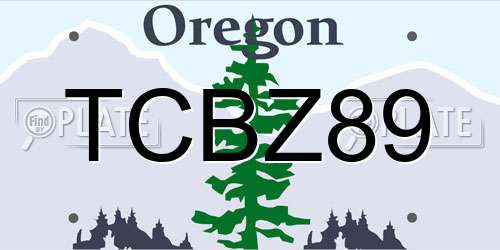 TCBZ89 Oregon License Plate