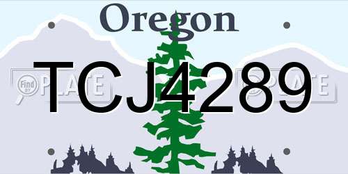 TCJ4289 Oregon License Plate