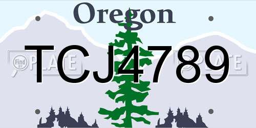 TCJ4789 Oregon License Plate