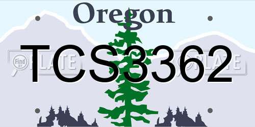 TCS3362 Oregon License Plate