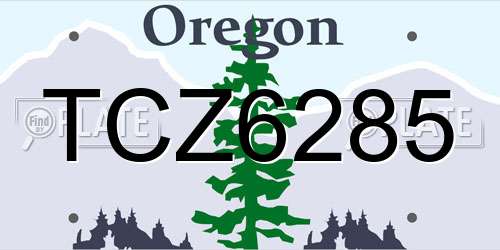 TCZ6285 Oregon License Plate
