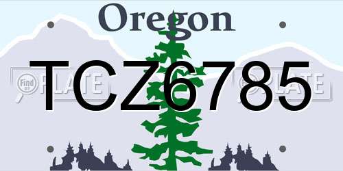 TCZ6785 Oregon License Plate