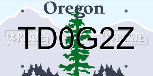 TD0G2Z Oregon License Plate