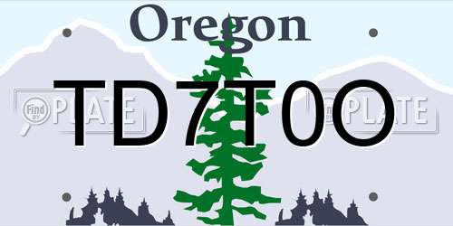 TD7T0O Oregon License Plate