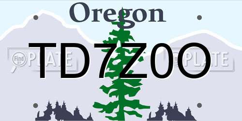 TD7Z0O Oregon License Plate