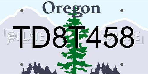 TD8T458 Oregon License Plate