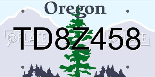 TD8Z458 Oregon License Plate