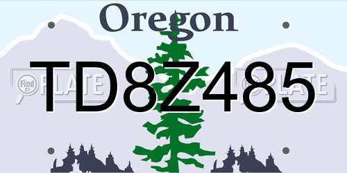 TD8Z485 Oregon License Plate