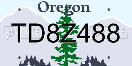 TD8Z488 Oregon License Plate