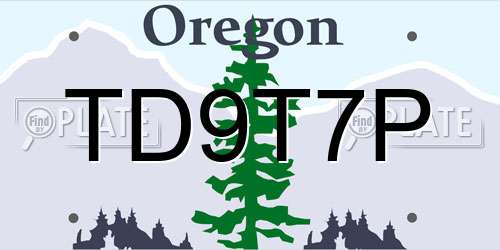 TD9T7P Oregon License Plate