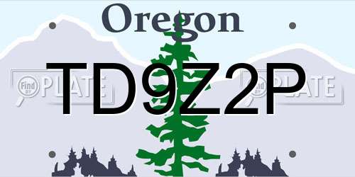 TD9Z2P Oregon License Plate