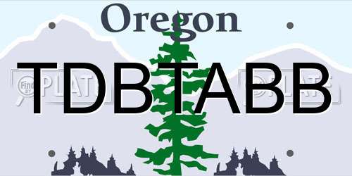 TDBTABB Oregon License Plate