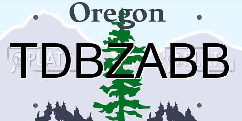 TDBZABB Oregon License Plate