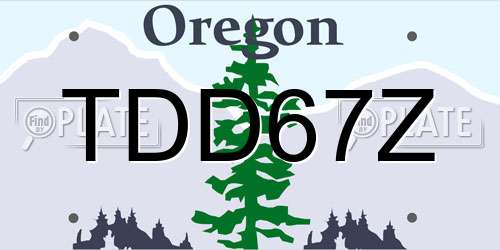 TDD67Z Oregon License Plate