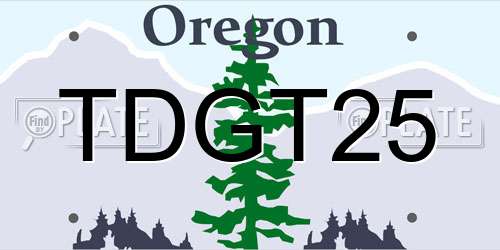 TDGT25 Oregon License Plate