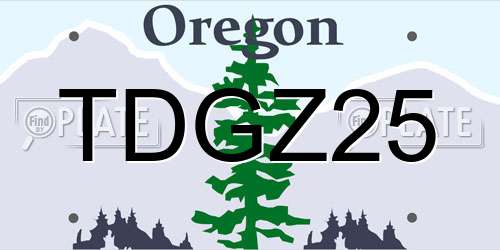 TDGZ25 Oregon License Plate