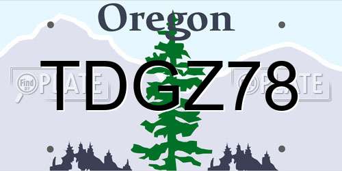 TDGZ78 Oregon License Plate