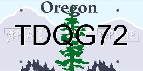 TDQG72 Oregon License Plate