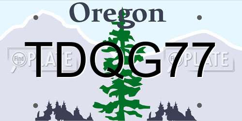 TDQG77 Oregon License Plate