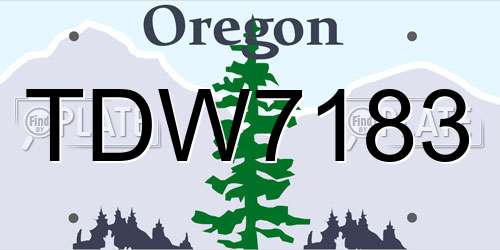 TDW7183 Oregon License Plate