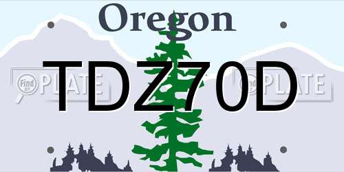 TDZ70D Oregon License Plate