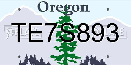 TE7S893 Oregon License Plate