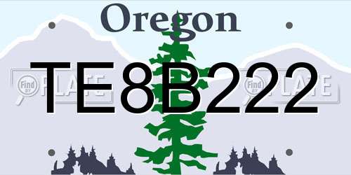 TE8B222 Oregon License Plate