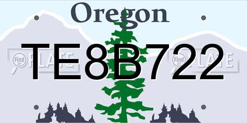 TE8B722 Oregon License Plate