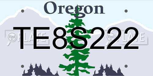 TE8S222 Oregon License Plate