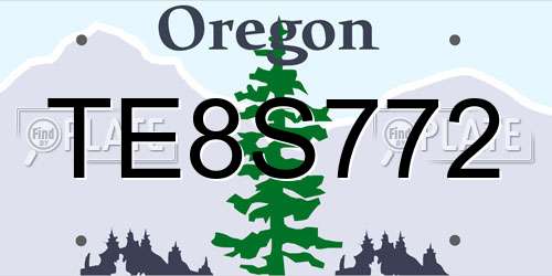 TE8S772 Oregon License Plate